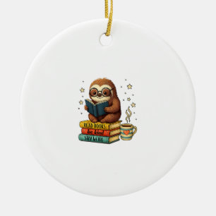 Décoration En Céramique Paresseux amateur de livres lisant une bibliothèqu