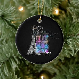 Décoration En Céramique Paris Eiffel Notre Dame Arc-en-ciel