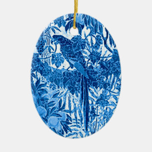 Décoration En Céramique Parrot dans un cadre de jungle, Indigo bleu et bla