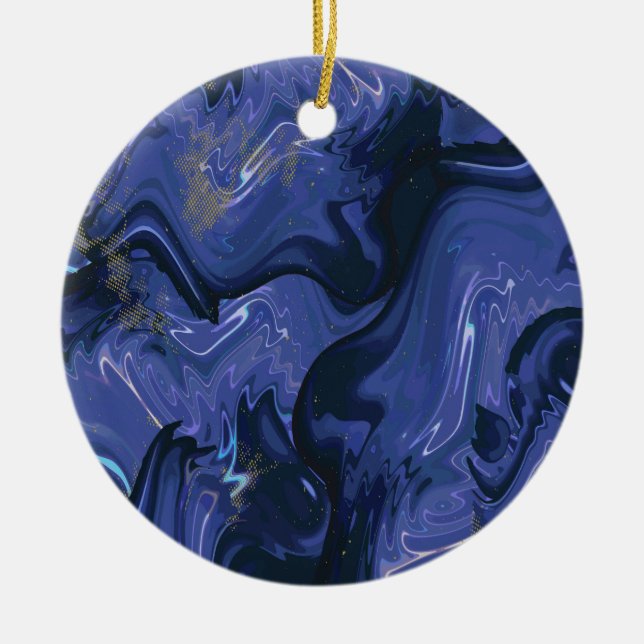 Décoration En Céramique Parties scintillant bleue Galaxy Swirl Abstrait Mo (Devant)