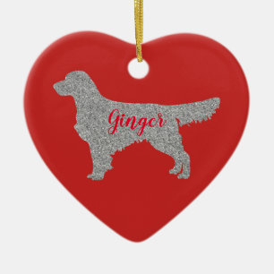 Décoration En Céramique Parties scintillant d'argent Golden Retriever Orne