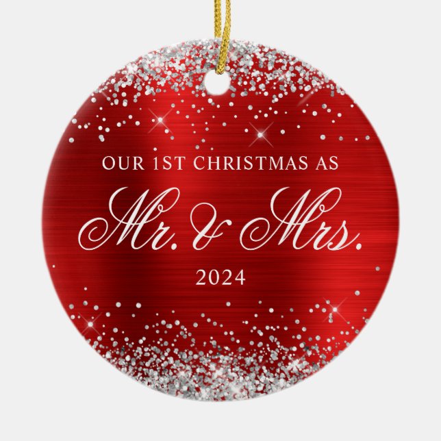 Décoration En Céramique Parties scintillant d'argent Pile rouge Notre 1ère (Devant)