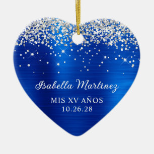Décoration En Céramique Parties scintillant d'argent Royal Blue Foil Mis X