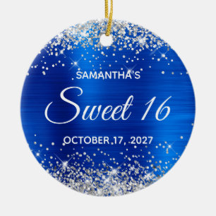 Décoration En Céramique Parties scintillant d'argent Royal Blue Foil Sweet