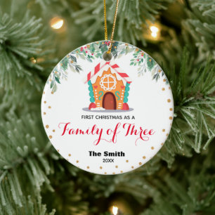 Décoration En Céramique Parties scintillant d'or Premier Noël en famille d
