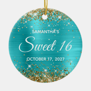 Décoration En Céramique Parties scintillant d'or Turquoise Blue Foil Sweet