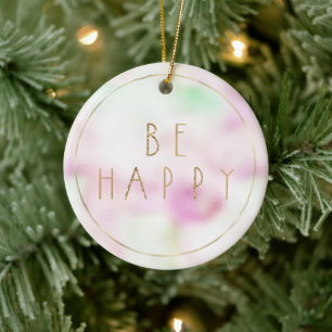 Décoration En Céramique Parties scintillant Glam Or Soyez Happy Mint Pink 