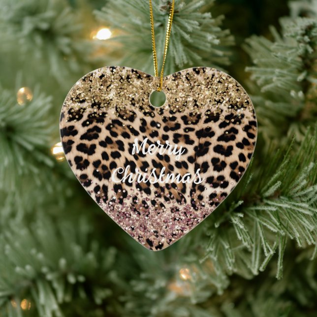 Décoration En Céramique Parties scintillant Leopard Gold Rose (Arbre)