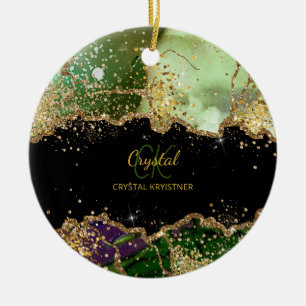 Décoration En Céramique Parties scintillant moderne Monogramme vert violet
