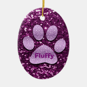 Décoration En Céramique Parties scintillant Purple Paw Puppy Faux