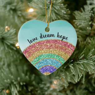 Décoration En Céramique Parties scintillant Rainbow Love Dream Hope Person
