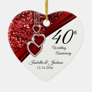 Décoration En Céramique Parties scintillant Red Ruby 40e anniversaire 💕 K