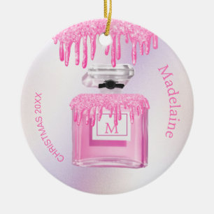 Décoration En Céramique Parties scintillant rose de Noël Monogramme de par