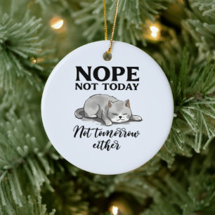 Décoration En Céramique Pas aujourd'hui, pas demain - Chat endormi