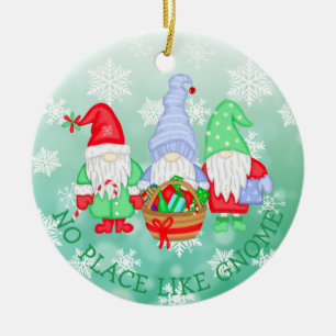 Décoration En Céramique Pas d'endroit comme Gnome, Noël