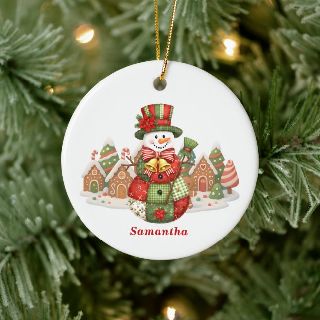 Décoration En Céramique Patchwork Snowman Christmas (Arbre)