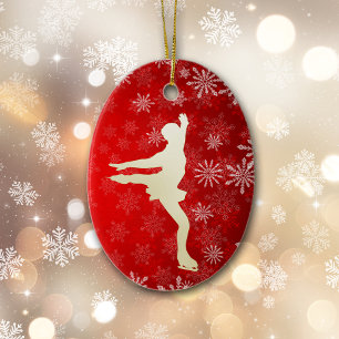 Décoration En Céramique Patinage de glace Flèches de neige Gold sur Bright