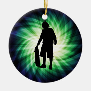 Décoration En Céramique Patinage ; planche à roulettes