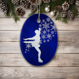 Décoration En Céramique Patinage sur glace Silver Snowflake Keepsaké