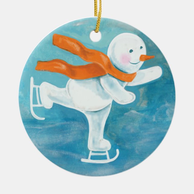 Décoration En Céramique Patinage sur glace Snowman (Devant)