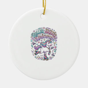 Décoration En Céramique Patins à roulettes Licorne Graphisme de style rétr