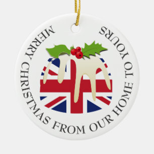 Décoration En Céramique Patriotique   Pudding de Noël   BRITISH UK FLAG