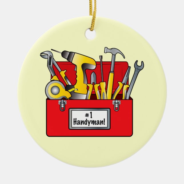Décoration En Céramique Patron du numéro un avec la boîte à outils (Devant)