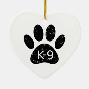 Décoration En Céramique Paw Chien en Perdu Grunge K-9
