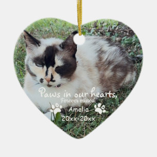 Décoration En Céramique Paws in our Hearts Photo Pet Memorial, Custom