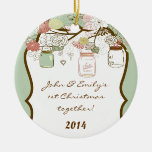 Décoration En Céramique Pays Mason Jar Nom personnalisé Ornament