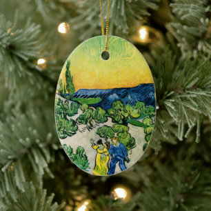 Décoration En Céramique Paysage avec couple Marche par Vincent van Gogh