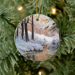 Décoration En Céramique Paysage de la forêt de neige, Walter Moras
