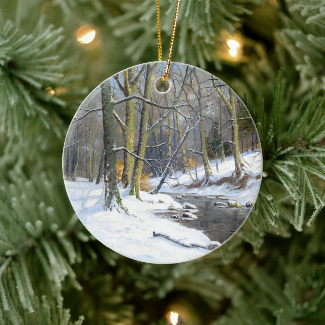 Décoration En Céramique Paysage de montagne en hiver, (Arbre)