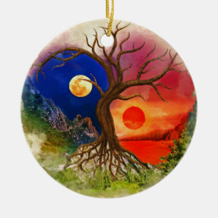 Décoration En Céramique Paysage de Yin Yang Tree