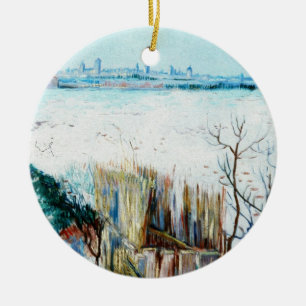 Décoration En Céramique Paysage enneigé avec Arles par Vincent van Gogh