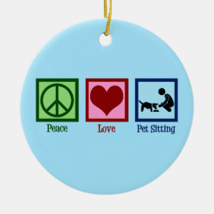 Décoration En Céramique Peace Love Animal Sitting Chien Service de marche