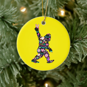 Décoration En Céramique Peace Love Bigfoot Hippie Funny Bigfoot Lover