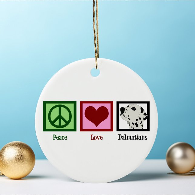 Décoration En Céramique Peace Love Dalmatians Noël mignon (Créateur téléchargé)