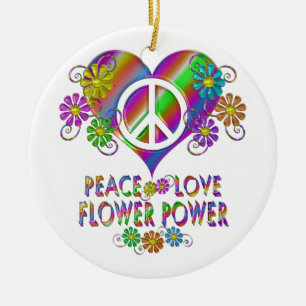 Décoration En Céramique Peace Love Flower Power