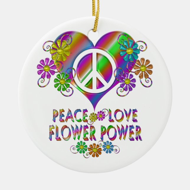 Décoration En Céramique Peace Love Flower Power (Devant)