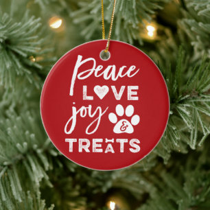 Décoration En Céramique Peace Love Joy Traite Amoureux des chiens Photo Fu