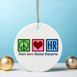 Décoration En Céramique Peace Love RH Ressources humaines Noël