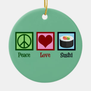 Décoration En Céramique Peace Love Sushi