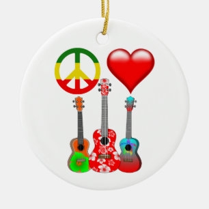 Décoration En Céramique Peace Love Ukuleles