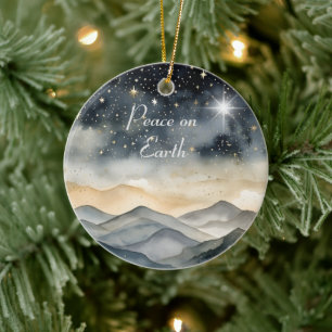 Décoration En Céramique Peace on Earth Mountain Sky Star Nom de famille