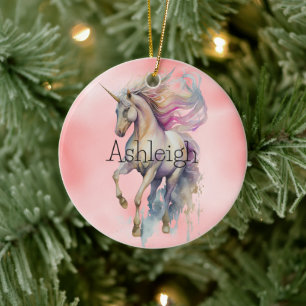 Décoration En Céramique Peach Pink Unicorn Dream