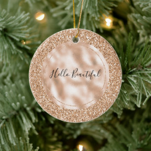 Décoration En Céramique Peach Rose Blush Gold Parties scintillant