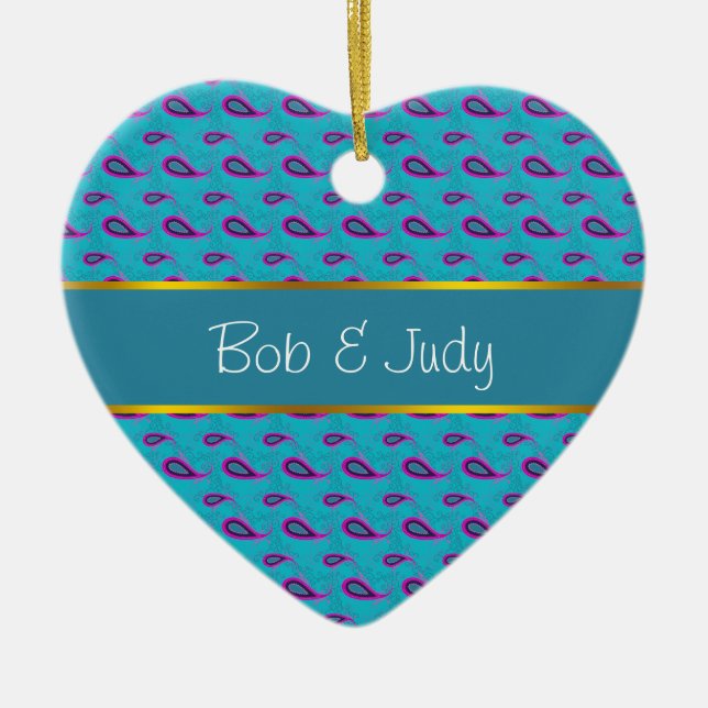 Décoration En Céramique Peacock Blue Paisley (Devant)