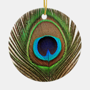 Décoration En Céramique Peacock Feather Oiseau Nature Belle Colorée