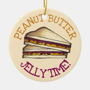 Décoration En Céramique Peanut Butter Jelly Sandwich Bread Lunchtime Food